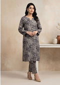 Blush Beige Linen Stitched Staple Digital print suit