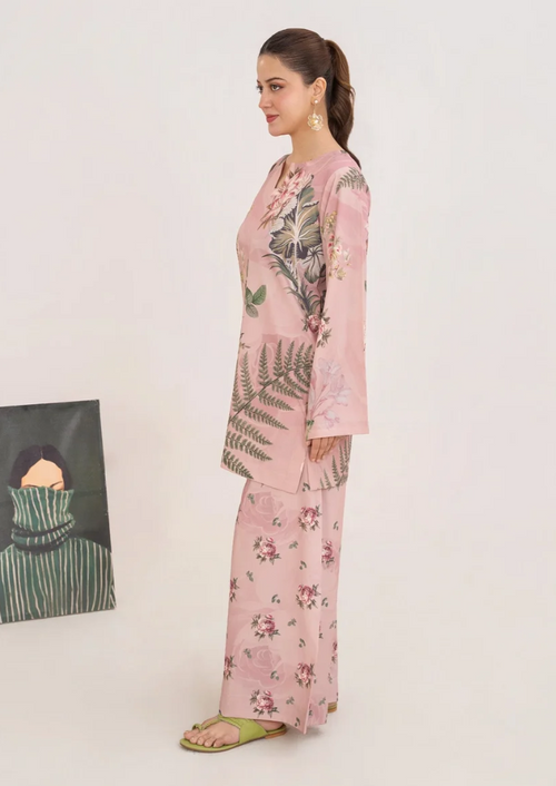 AL-1016 Suhana – Light Pink Floral Printed 2-Piece Poly Lawn Suit