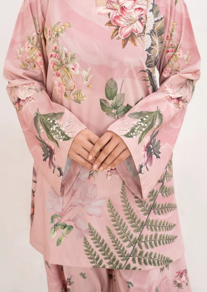 AL-1016 Suhana – Light Pink Floral Printed 2-Piece Poly Lawn Suit