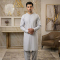 214  light grey mens Simple and sophisticated collarless suit