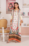 Ivory Floral Printed Silk Long Shirt & Trouser