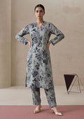 Silver Sage Linen Stitched Staple Digital print suit