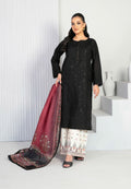 Black Fancy Embroidered Lawn with Digital Print Dupatta