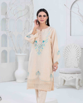 Beige Embroidered Slub Linen 2-Piece Suit