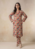 Warm Sand Linen Stitched Staple Digital print suit