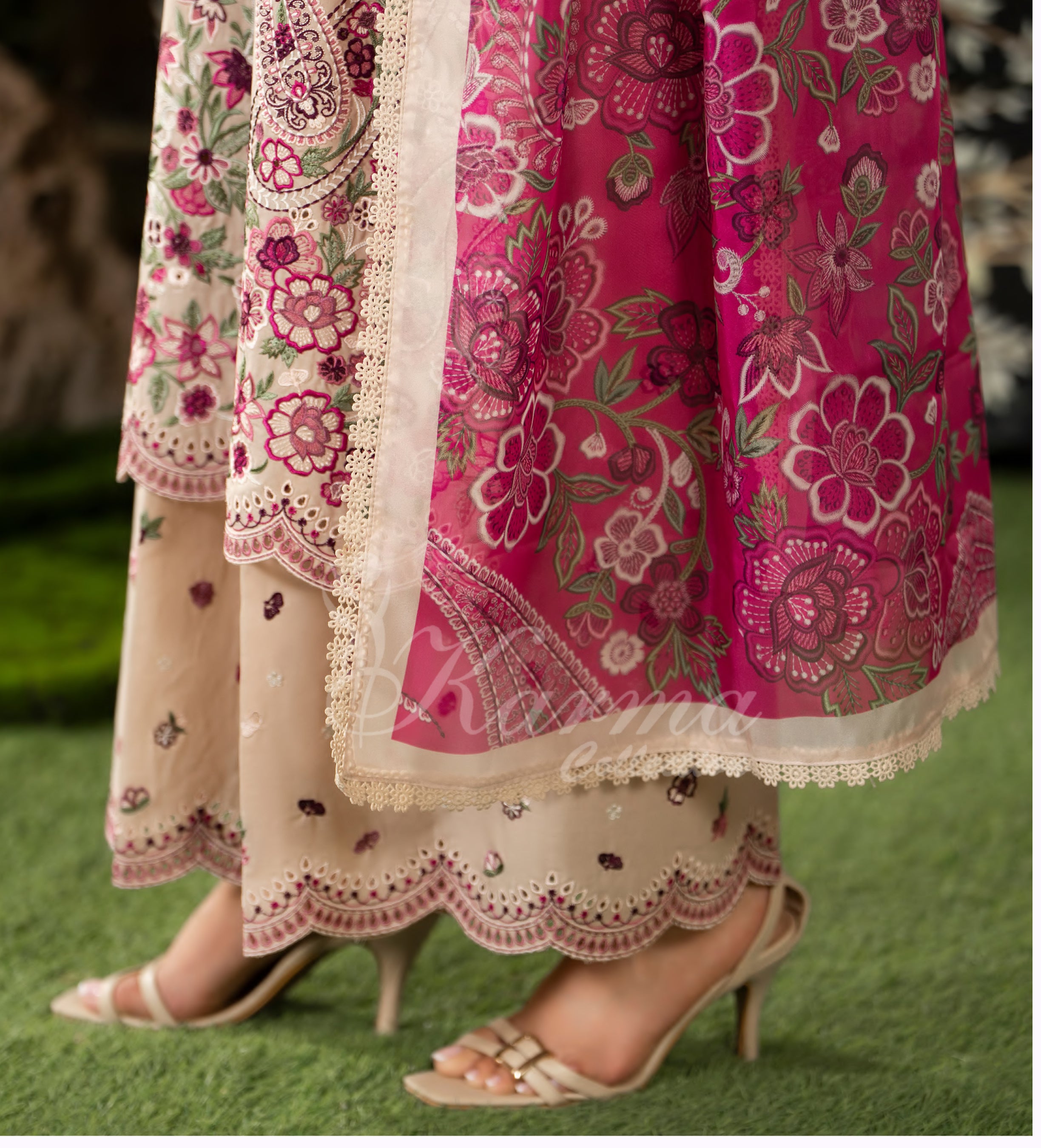 Light Sand Karma Signature Embroidered 3 Piece suit