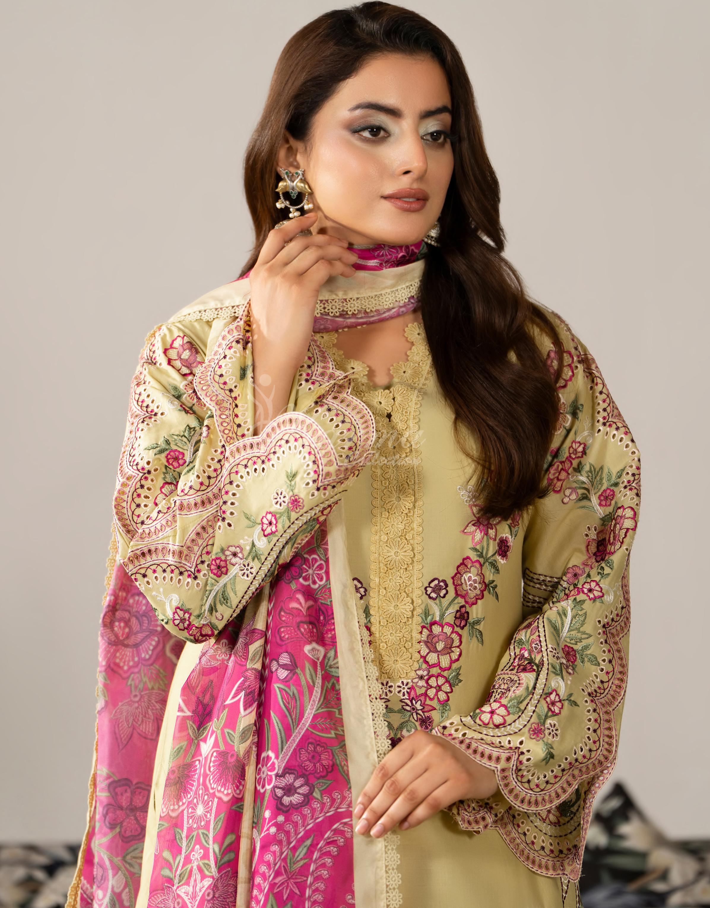 Warm Yellow Karma Signature Embroidered 3 Piece suit