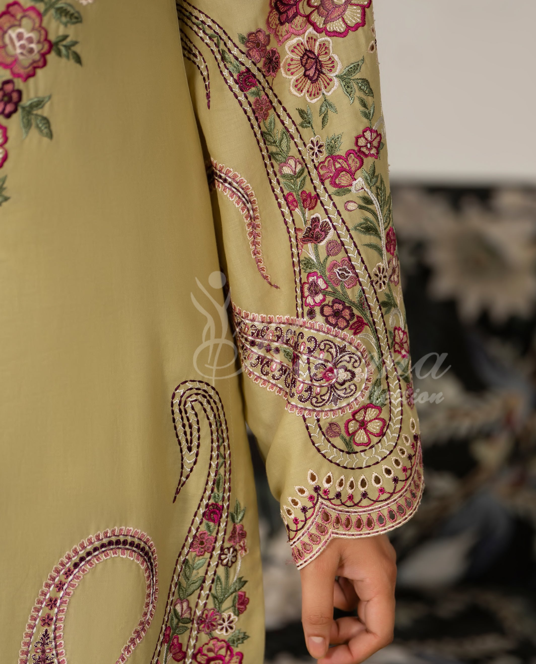 Warm Yellow Karma Signature Embroidered 3 Piece suit