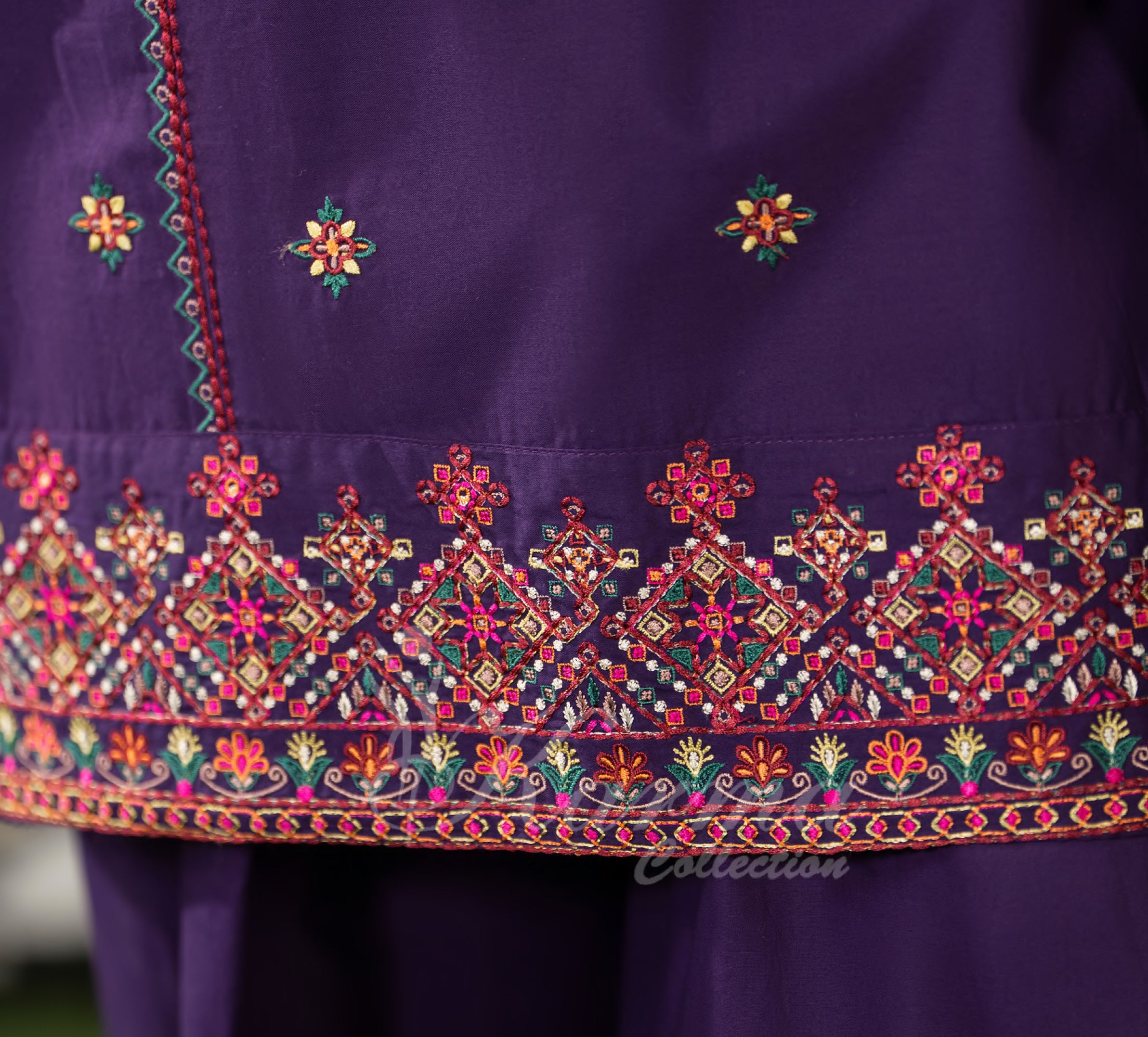 Dark Plum Karma Signature Embroidered 3 Piece suit