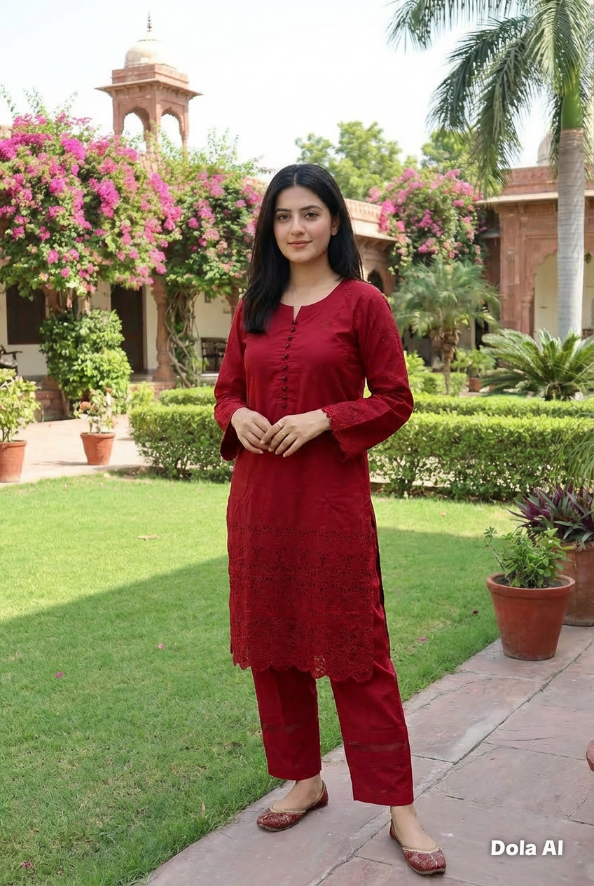 2pc co-ord set red chickenkari