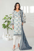 Pearl Gray Stitched Lawn suit with Lawn Rottayu Printed Dupatta