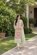 Floral kaftan 3pc peach colour