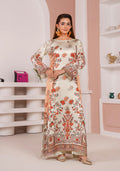 Off-White Floral Printed Silk Long Shirt & Trouser
