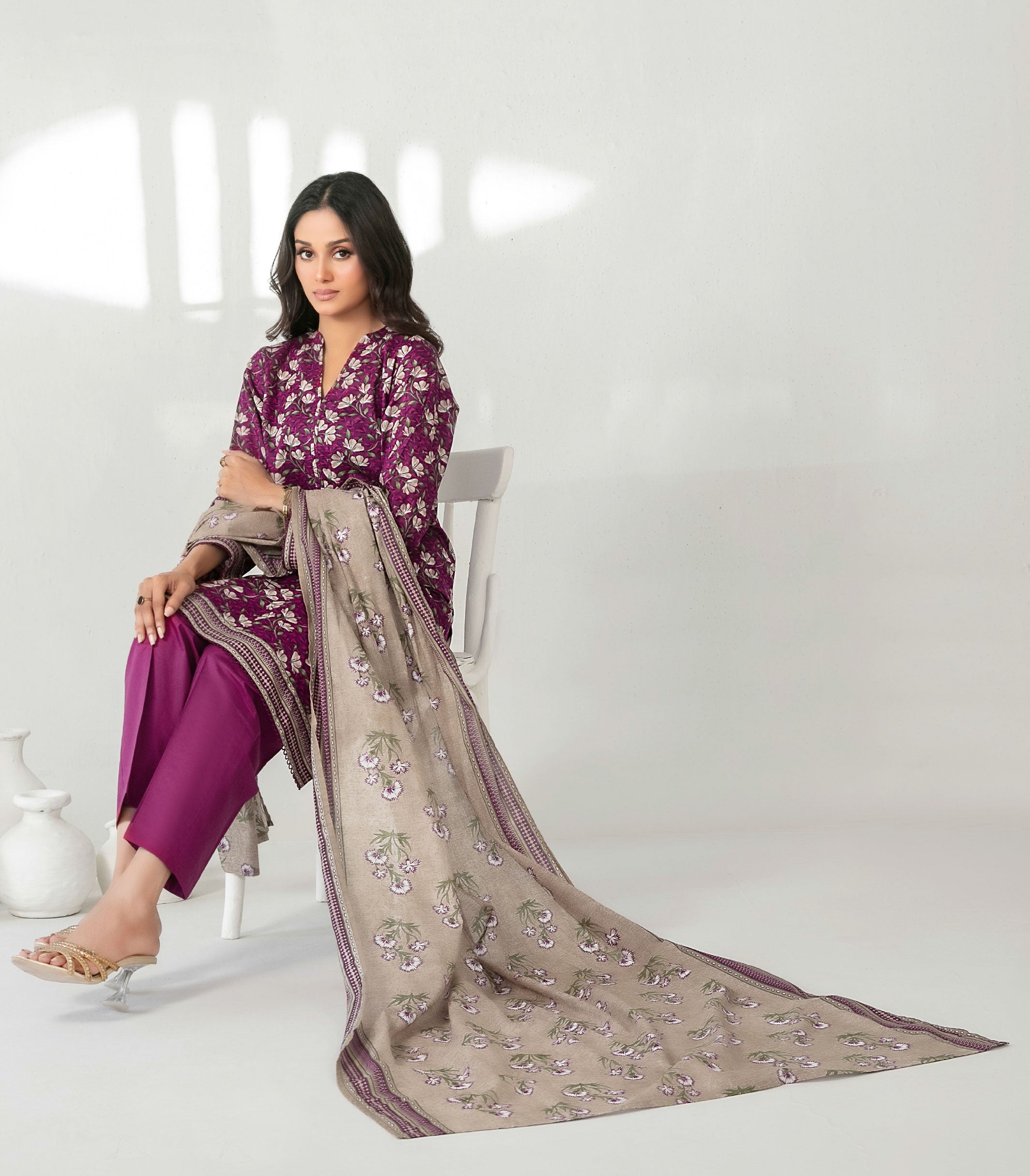 Mulberry Stitched Lawn suit with Lawn Rottayu Printed Dupatta