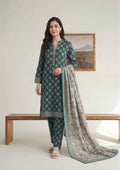Deep Teal Elite Lawn Rotary Print 3PC Ready-to-Wear
