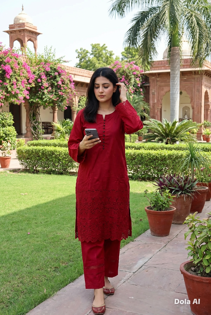 2pc co-ord set red chickenkari