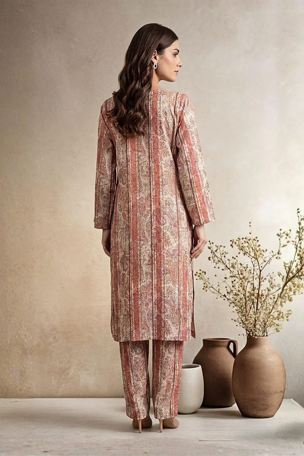 2pc co-ord set plans and cream print  D-5499 - Noore vol4