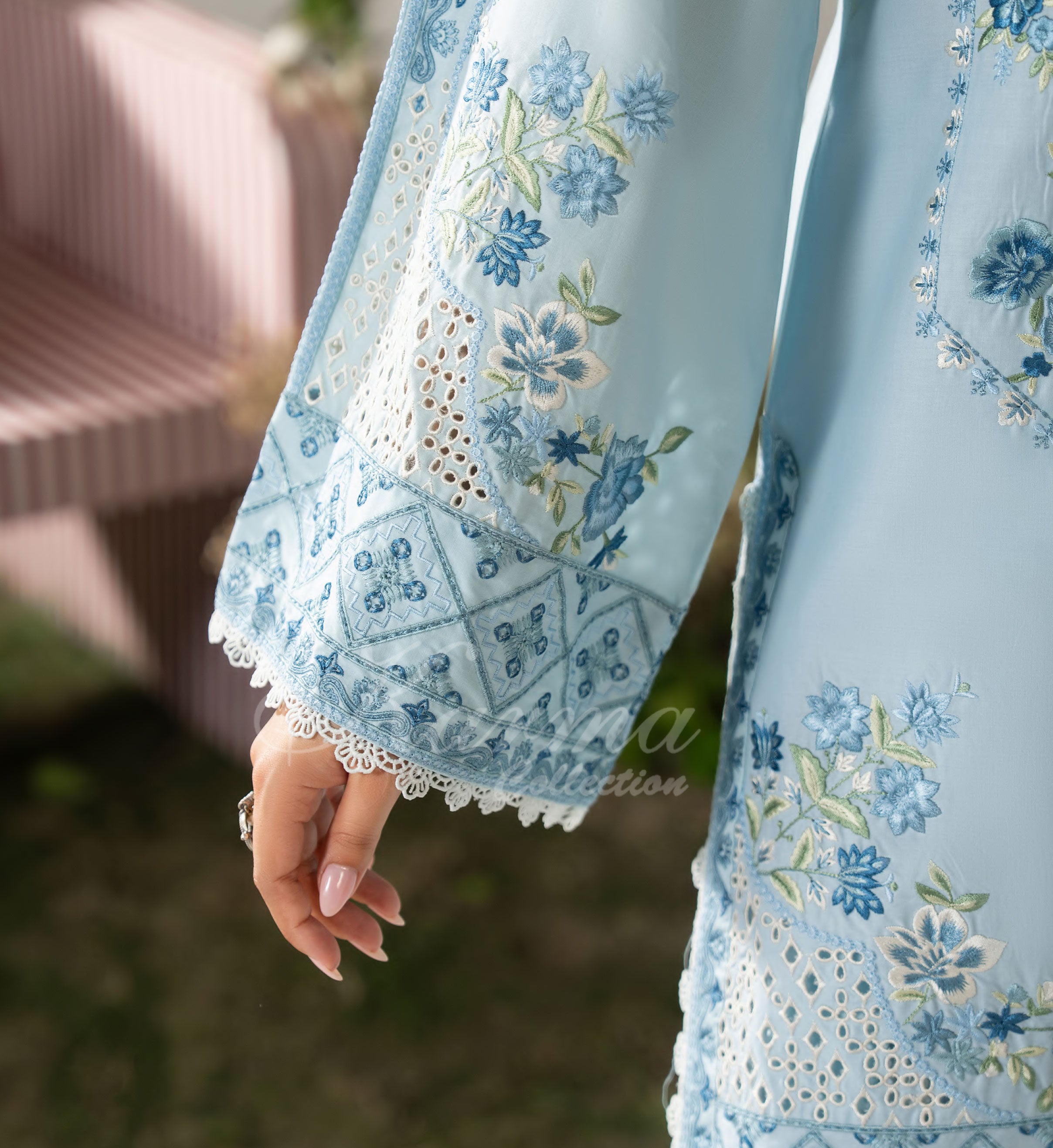 Muted Blue Karma Signature Embroidered 3 Piece suit