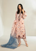 Peach Cream Stitched Fancy Embrioderd organza suit