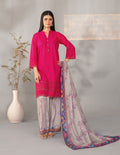 Cherry Pink Embroidered Schiffli Lawn with Digital Printed Dupatta