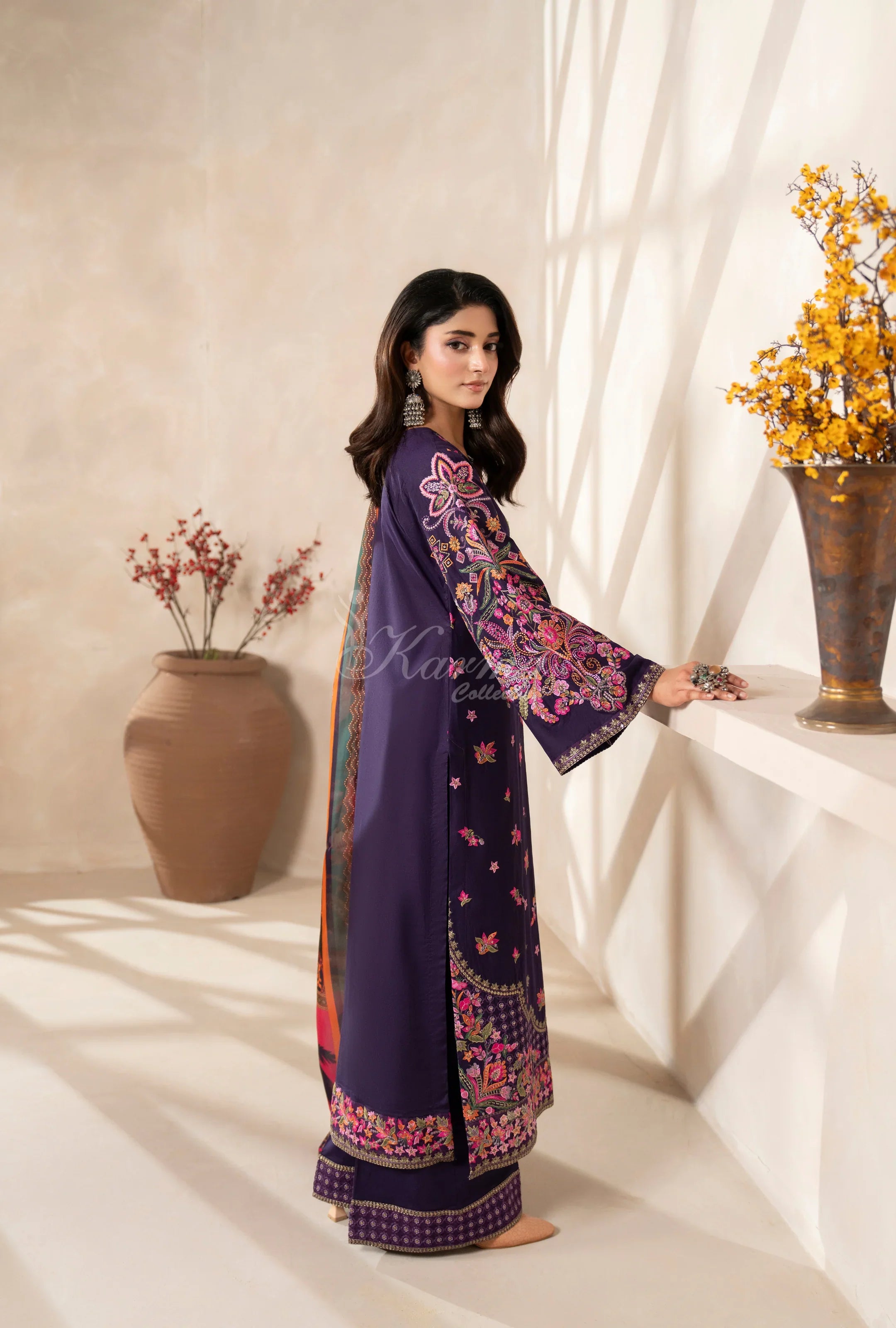 3pc original karma mulberrry outfit with silk scarf kc1562