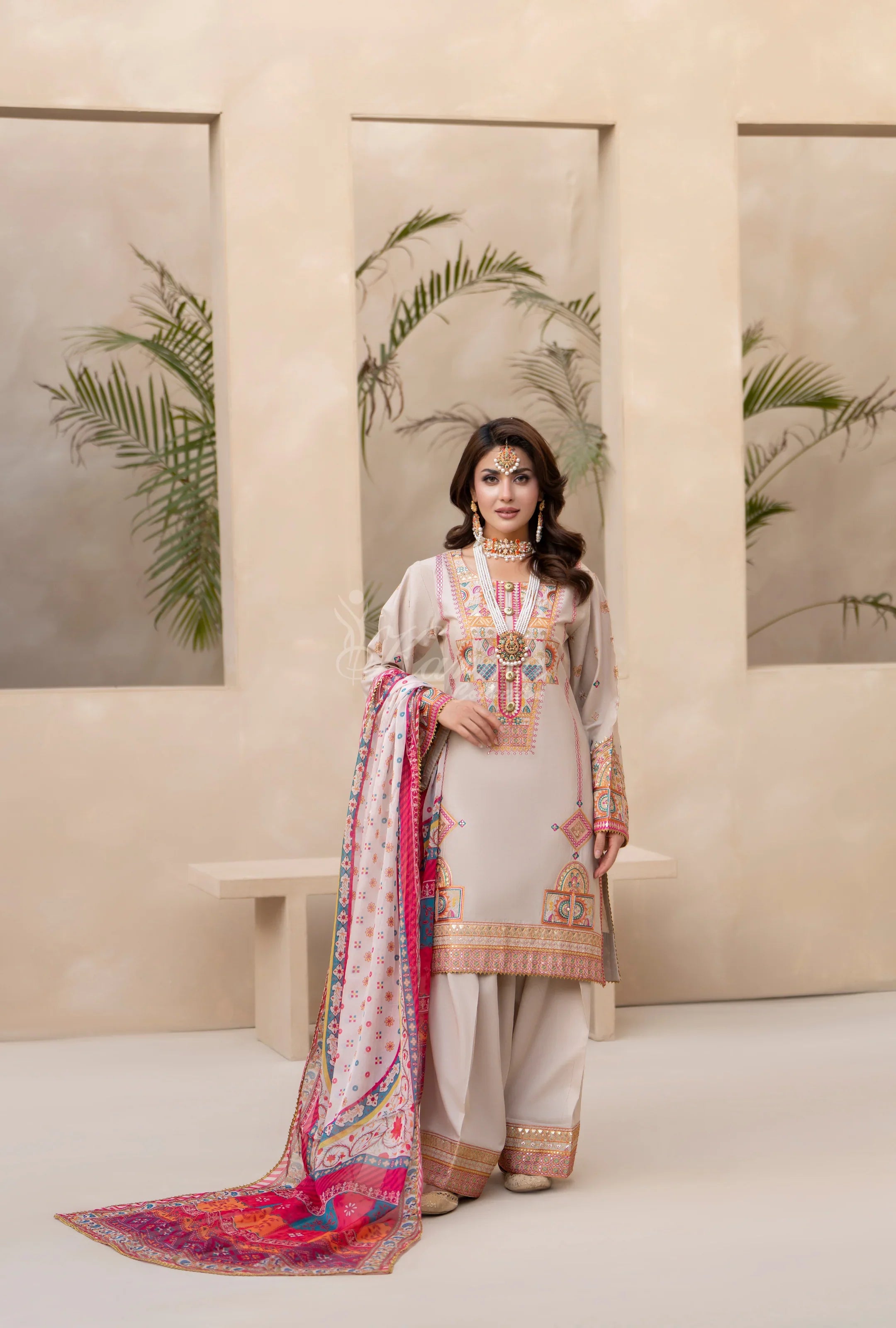 Original karma 3pc Baige farshi Shalwaar suit kc1563