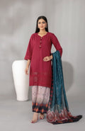 Ruby Red Embroidered Schiffli Lawn with Digital Printed Dupatta