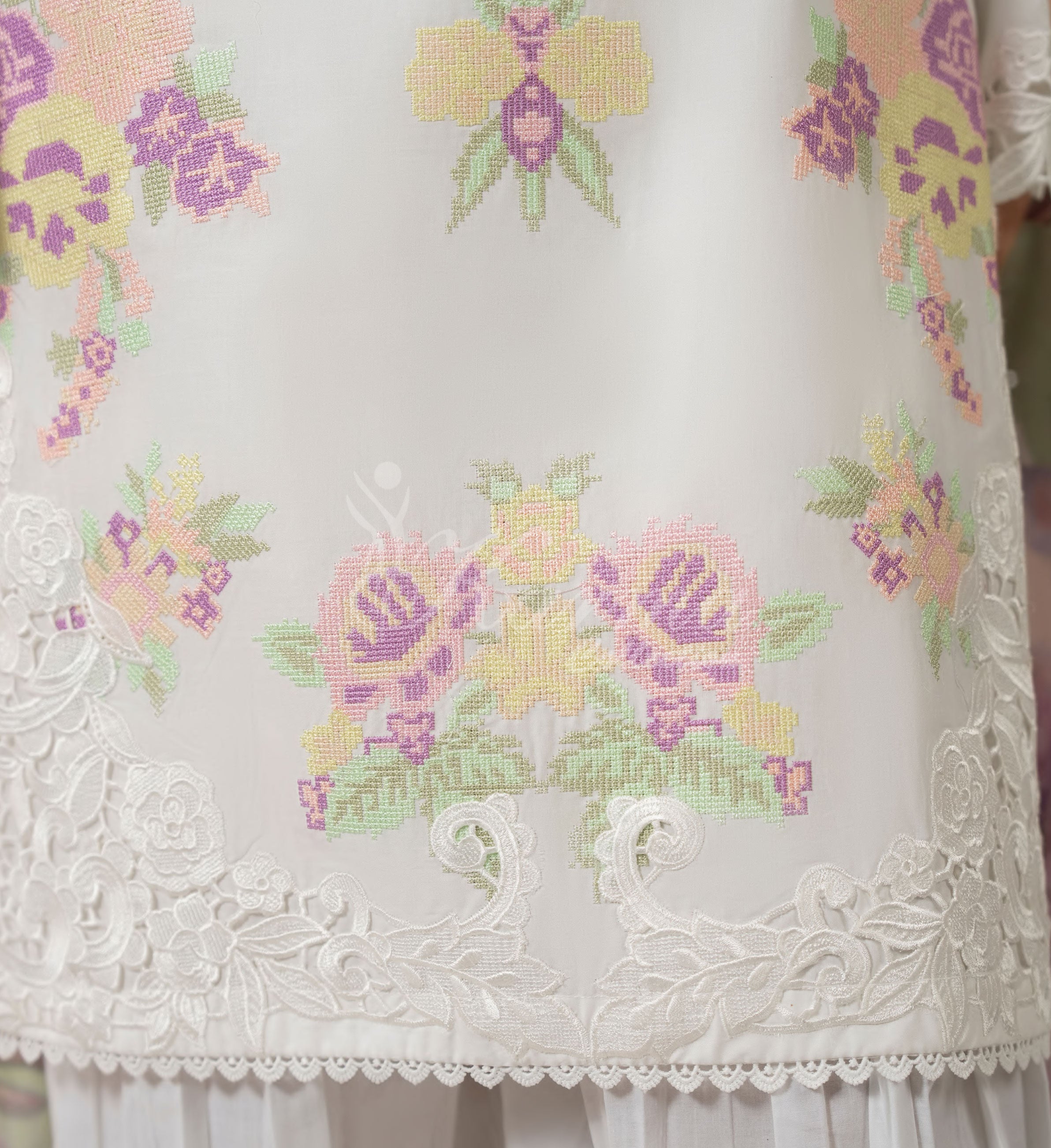 Pink White Karma Signature Embroidered 3 Piece suit