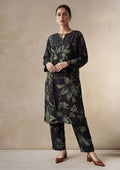 Plum Charcoal Linen Stitched Staple Digital print suit