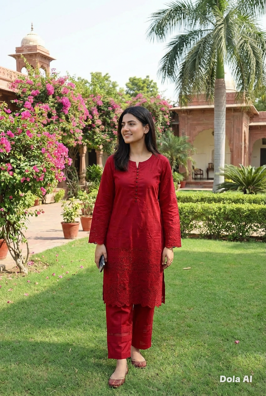 2pc co-ord set red chickenkari