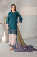 Dark Turquoise Embroidered Schiffli Lawn with Digital Printed Dupatta