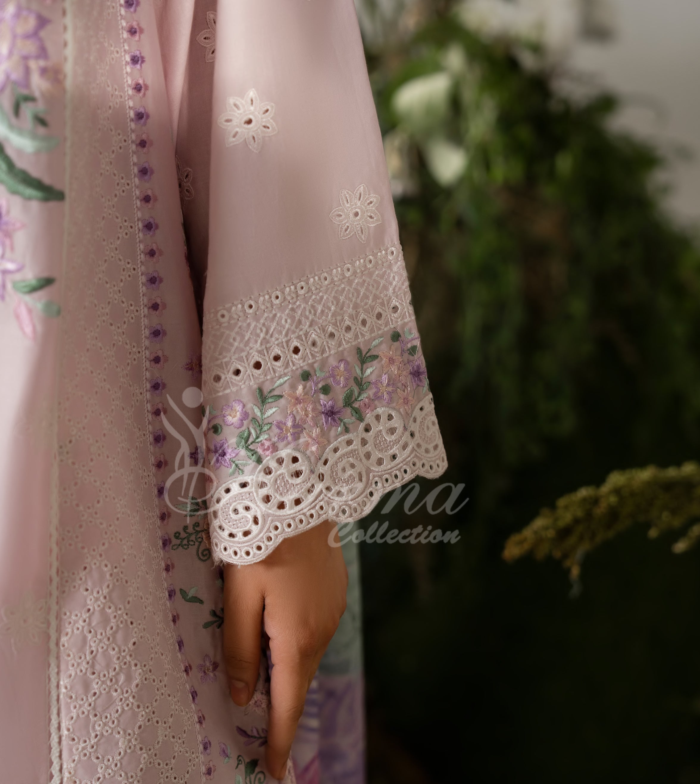 Pink Lavender Karma Signature Embroidered 3 Piece suit