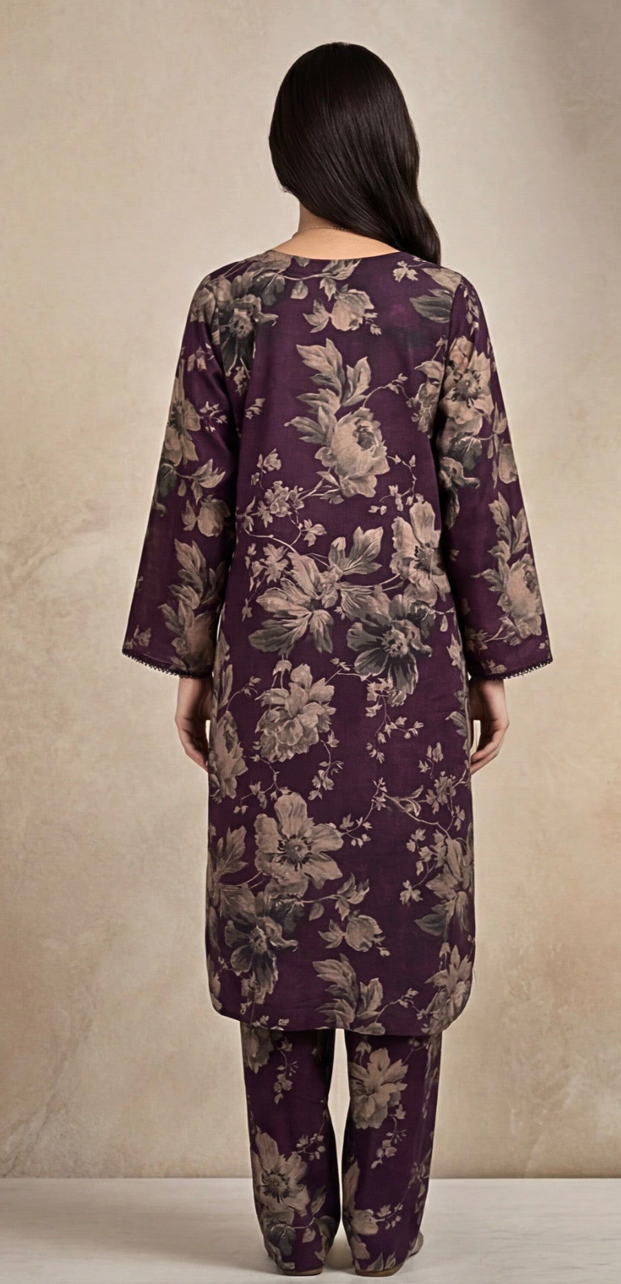 2pc co-ord purple with Baige floral noore vol3