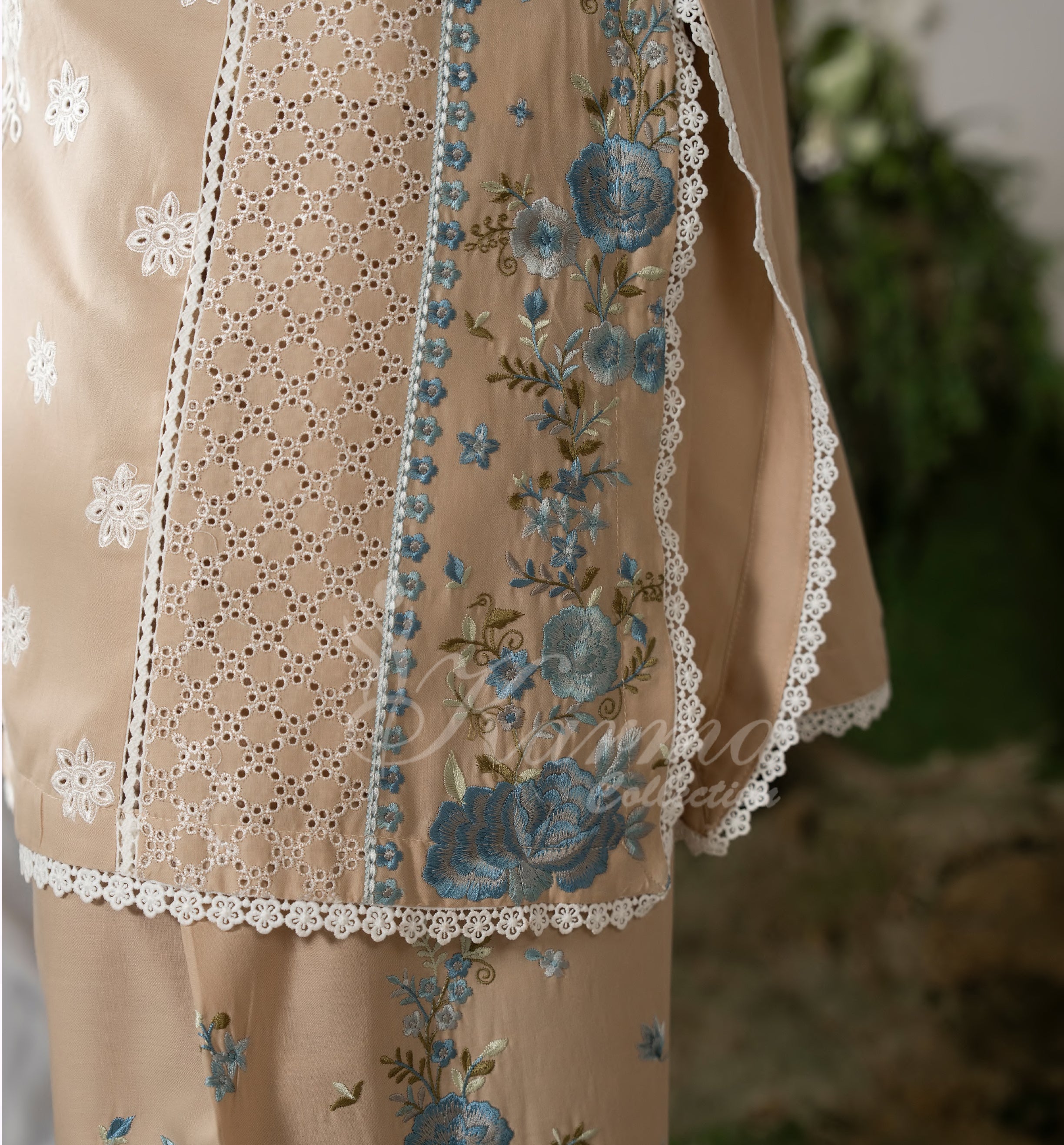 Light Taupe Karma Signature Embroidered 3 Piece suit