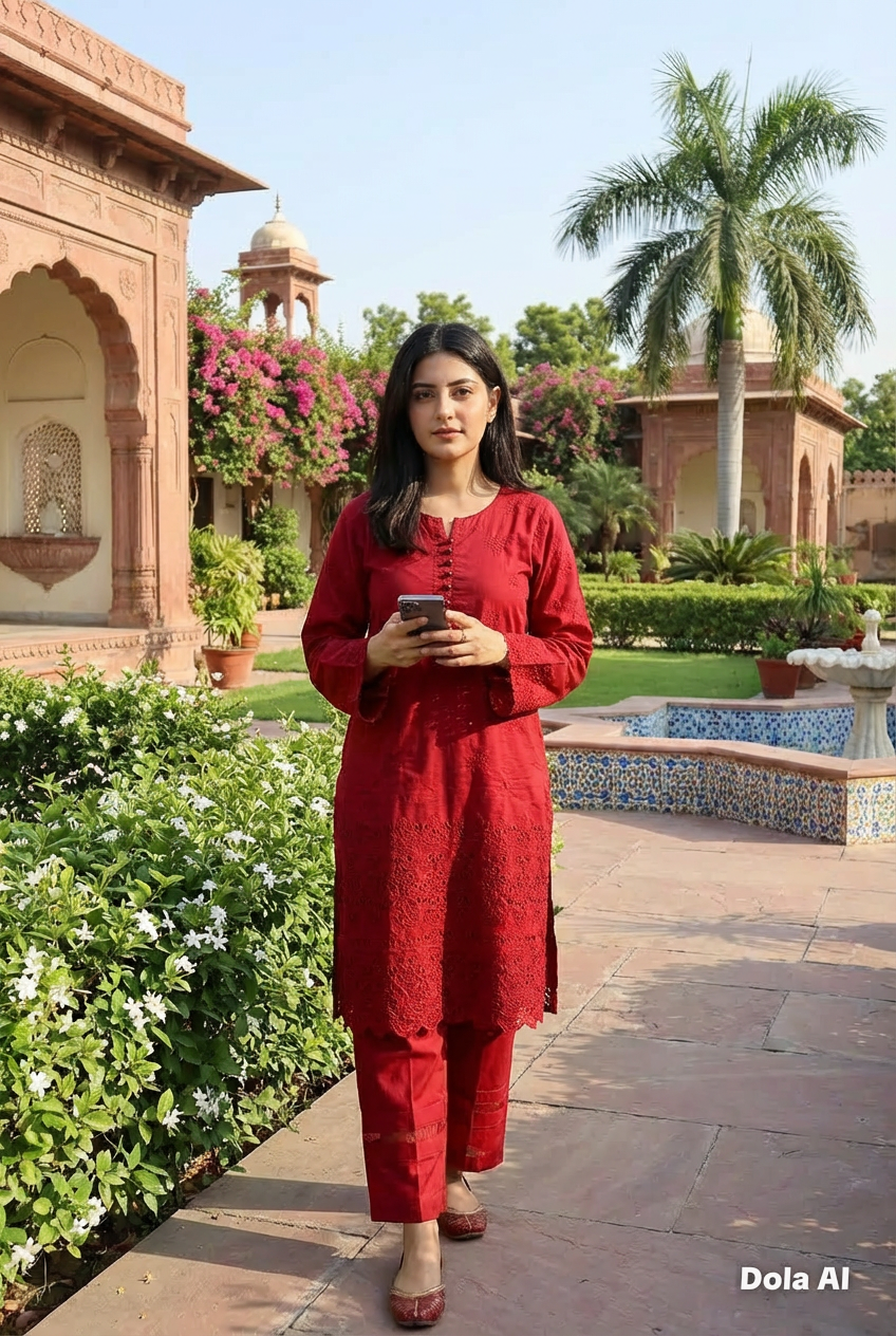 2pc co-ord set red chickenkari