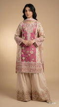 Inspired Karma Shocking Pink 3pc Outfit With Farshi Shalwaar