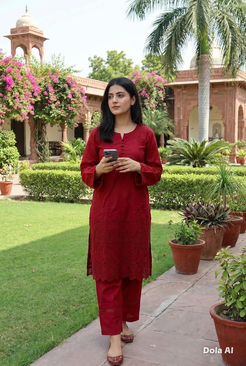 2pc co-ord set red chickenkari