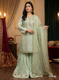 Mint green organza sharara with green duppata