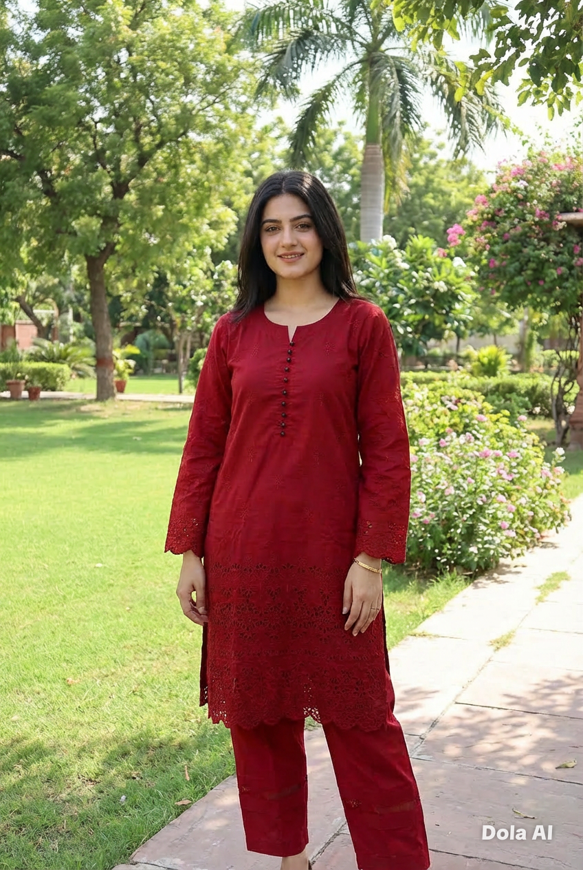 2pc co-ord set red chickenkari