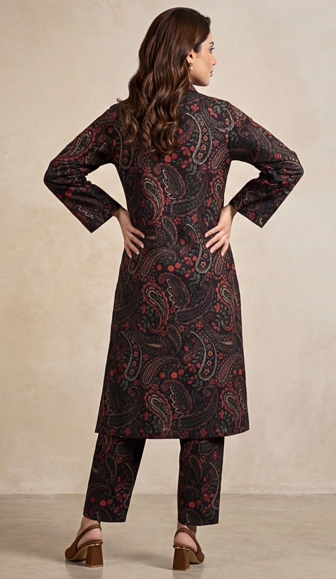 2pc co-ord set black floral outfit noore vol3