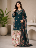 Embroidered Teal Floral Shalwar Suit