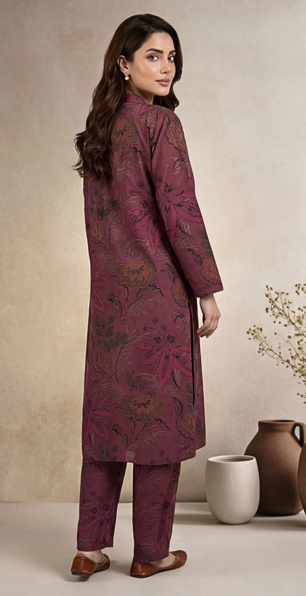 2pc co-ord set maroon colour with floral print noore vol3