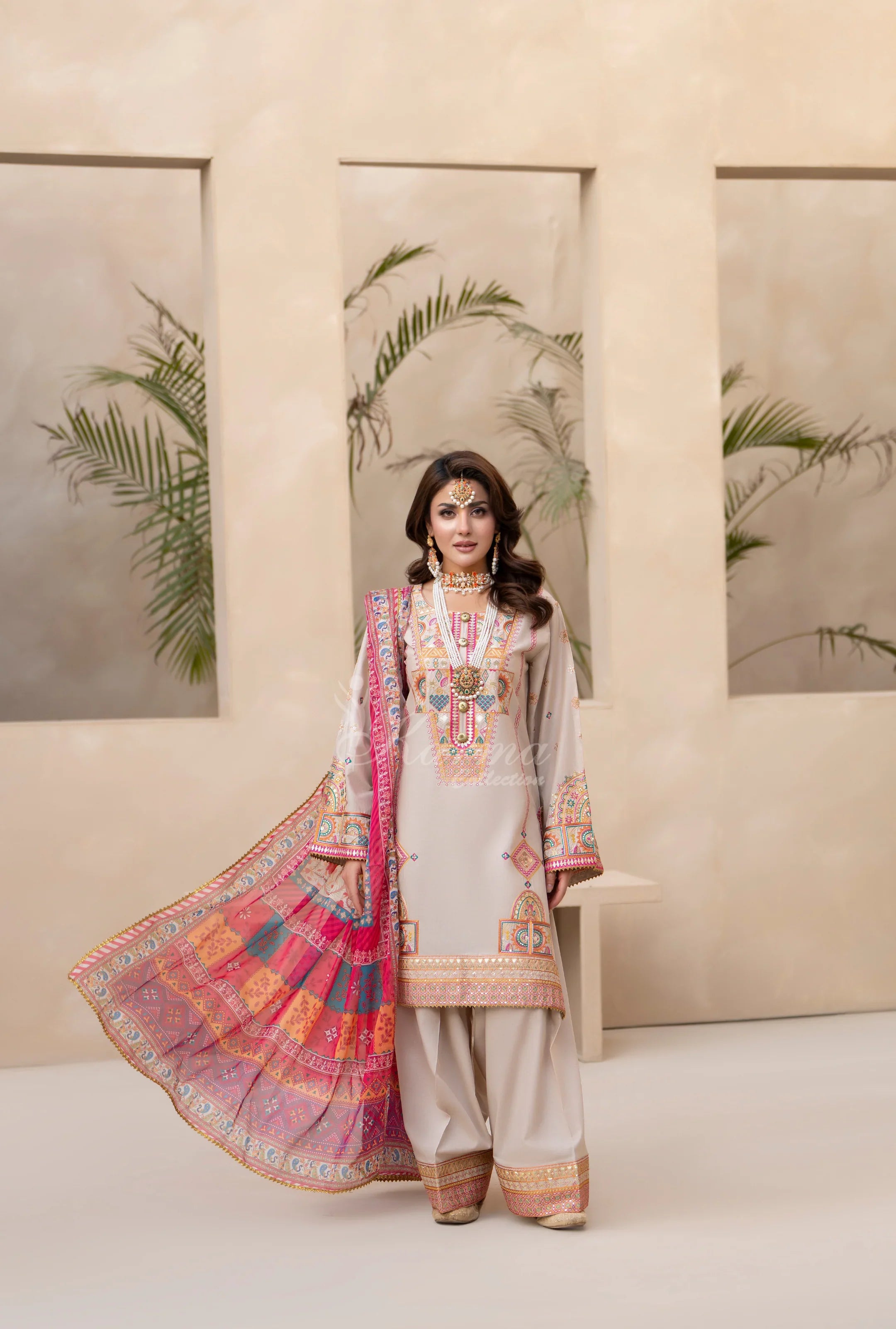 Original karma 3pc Baige farshi Shalwaar suit kc1563
