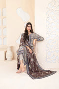 3pc suit grey floral with brown shawl