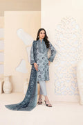 3pc baby blue with navy blue print outfit