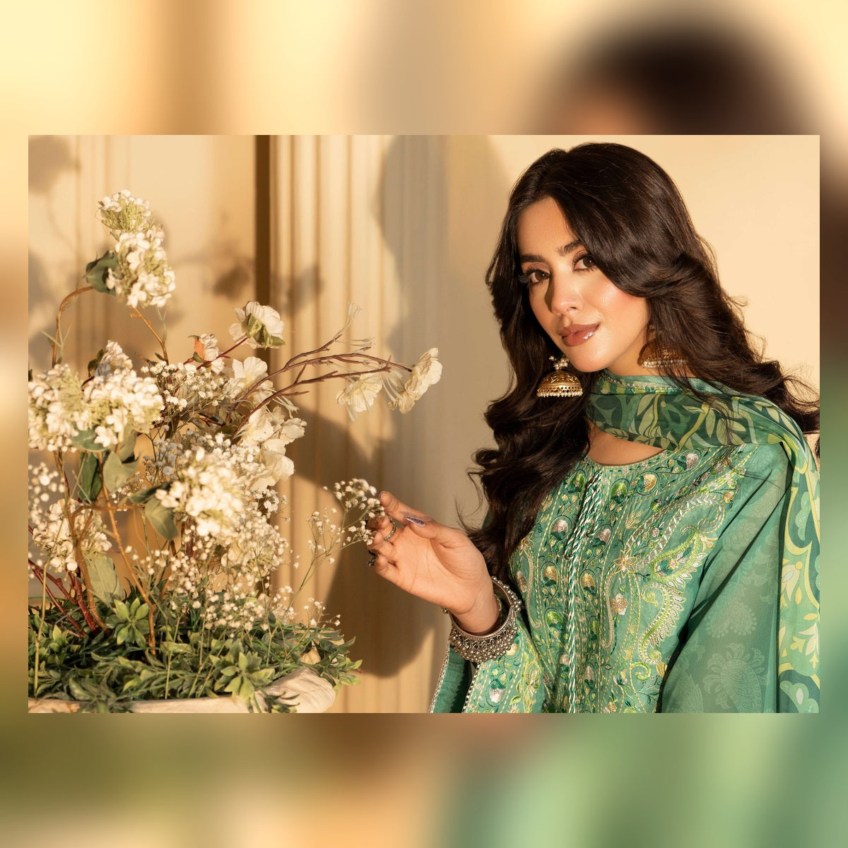 Emerald Green Printed and Embroidered Suit - image 13