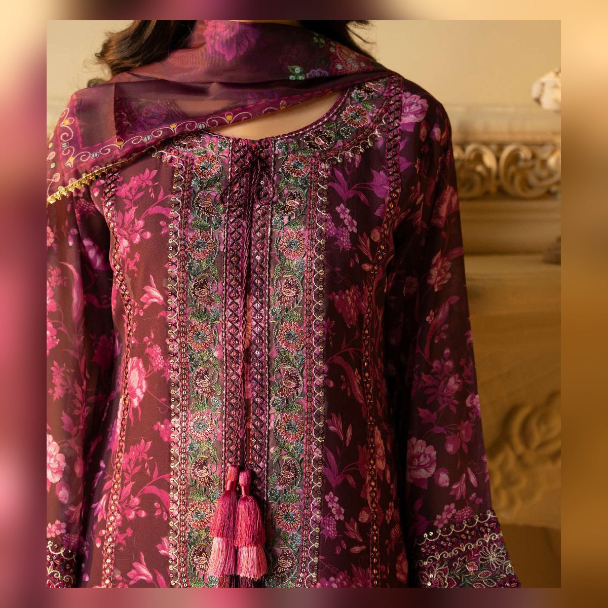Berry Purple Floral Printed Suit - image 6