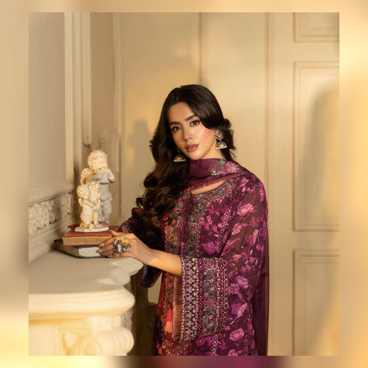 Berry Purple Floral Printed Suit - image 7