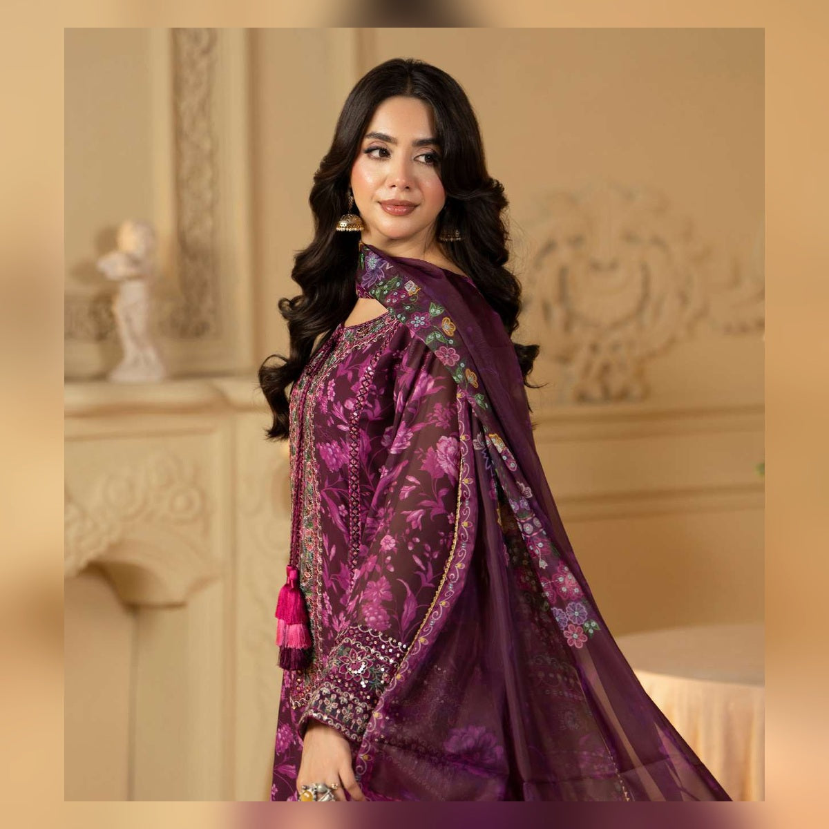 Berry Purple Floral Printed Suit - image 8
