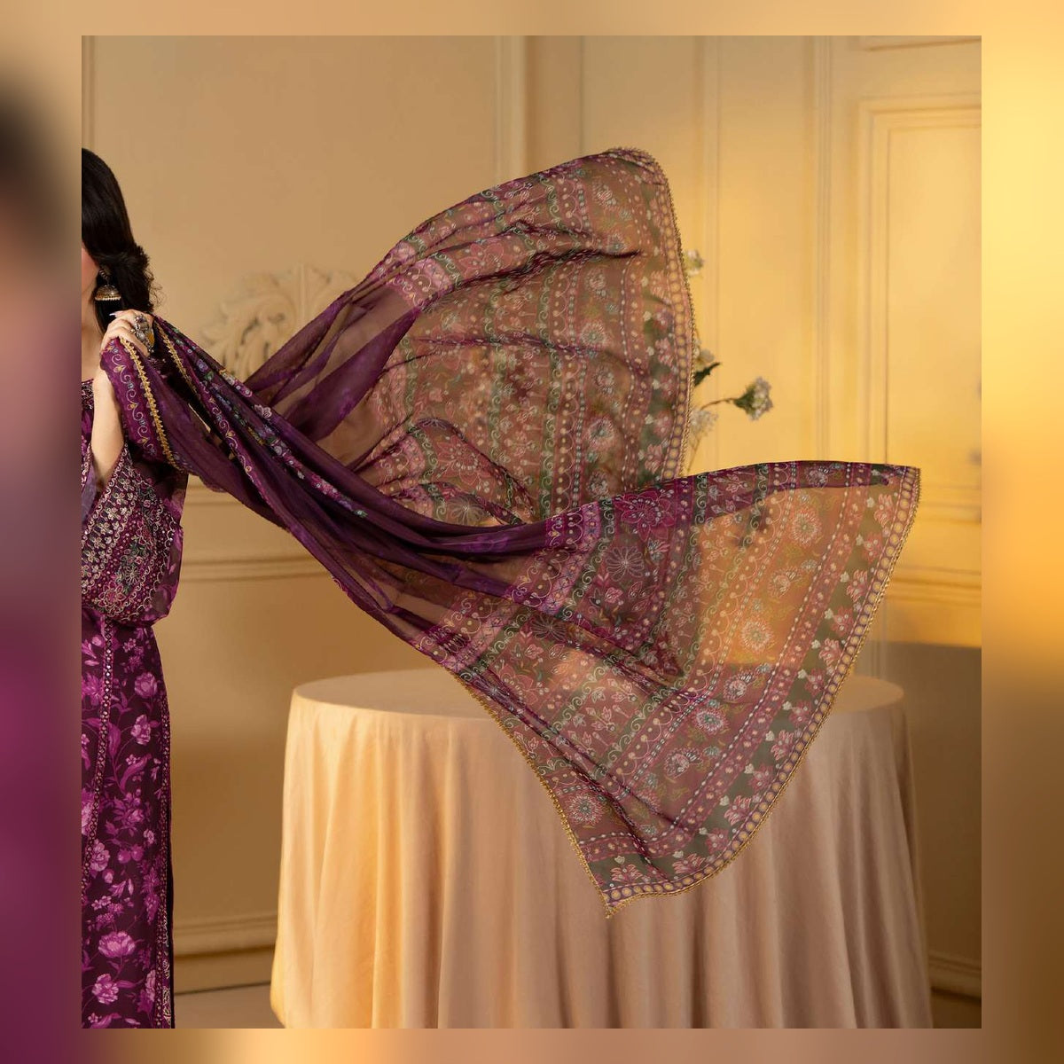 Berry Purple Floral Printed Suit - image 9